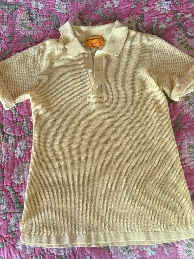 Guest In Residence, Cashmere Waffle Knit Polo Tee — image 2 of 8